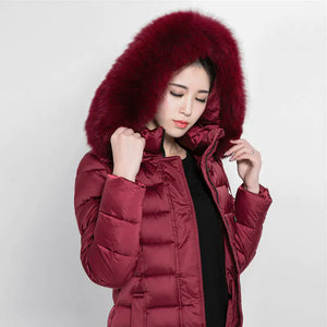 Luxury Women's Winter Coat with Fox Fur Collar Mimarta