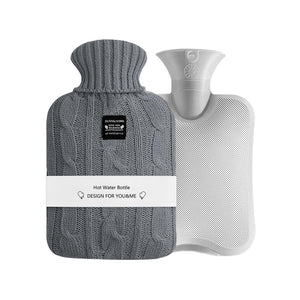 OliviaLiving Hot Water Bag Hot Water Bottle 2 Liters Heat Up and Refreezable Hot Cold Pack with Knit Cover for Pain Relief Hot Cold Therapy (Dark Gray) Mimarta