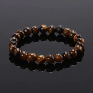 Elastic Beaded Bracelet with Natural Tiger Eye Stones Mimarta