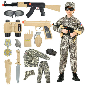 Kodvinp Army Costume For Kids Military Soldier Costumes For Boys Halloween Costumes Dress Up Role Play Set Mimarta