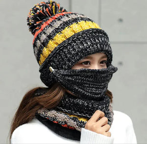 Winter Knitted Hat, Mask & Scarf Set Mimarta