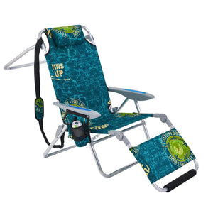 Canpsky Portable Camping Beach Chair for Adults Outdoor Lay Flat Beach Lounge Chair Folding Beach Chairs with Footrest Backpack Beach Chair with Towel Bar Cooler Pouch Cup Holder Geometric Green Mimarta