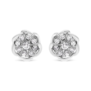 10K White Gold 1/2 Cttw Diamond Floral Cluster Swirl Stud Earrings (H - I Color, I1 - I2 Clarity) - Rieworkes