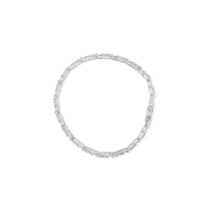 10K White Gold 1/2 Cttw Round and Channel Set Baguette Diamond Alternating Link 7" Bracelet (H - I Color, I2 - I3 Clarity) - Rieworkes