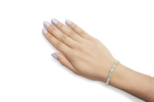 14k Two - Tone 2.00 Cttw Round - Cut and Baguette - Cut Diamond Bar Link 7" Bracelet (I - J Color, SI2 - I1 Clarity) - Rieworkes