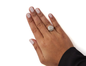 14K White Gold 1.00 Cttw Baguette and Princess - Cut Diamond Cocktail Art Deco Style Ring (H - I Color, SI1 - SI2 Clarity) - Rieworkes