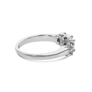 14K White Gold 1/2 Cttw Miracle Set Round Lab Grown Diamond Three Stone Illusion Plate Ring (F - G Color, VS1 - VS2 Clarity) - Rieworkes