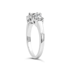 14K White Gold 1/2 Cttw Miracle Set Round Lab Grown Diamond Three Stone Illusion Plate Ring (F - G Color, VS1 - VS2 Clarity) - Rieworkes