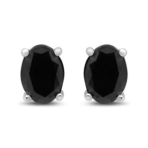 14K White Gold 1/2 Cttw Round Brilliant - Cut Black Diamond Classic 4 - Prong Stud Earrings with Screw Backs (Fancy Color - Enhanced, I2 - I3 Clarity) - Rieworkes