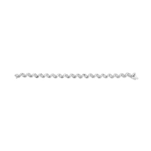 14K White Gold 2.00 Cttw Diamond Cluster and Spiral Link Bracelet (I - J Color, I1 - I2 Clarity) - 7" - Rieworkes
