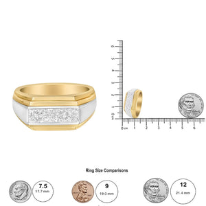 14K Yellow and White Gold 1.00 Cttw Princess - Cut Diamond Modern Gent's Band (G - H Color, SI1 - SI2 Clarity) - Size 10 - Rieworkes
