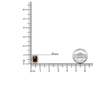 18K Rose and White Gold 1/4 Cttw Round Diamond and 8x6mm Cushion Cut Black Onyx Gemstone Halo Stud Earrings (G - H Color, SI1 - SI2 Clarity) - Rieworkes