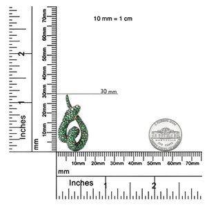 18K Rose Gold Round Green Tsavorite Gemstone Cluster Spiral Snake Design 18" Pendant Necklace (AAA+ Quality) - Rieworkes
