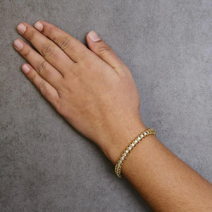 18K Yellow Gold 4.0 Cttw Round - Cut Diamond S - Link 7" Inch Tennis Bracelet (I - J Color, SI1 - SI2 Clarity) - Rieworkes