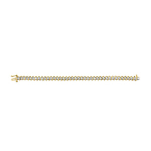 18K Yellow Gold 4.0 Cttw Round - Cut Diamond S - Link 7" Inch Tennis Bracelet (I - J Color, SI1 - SI2 Clarity) - Rieworkes