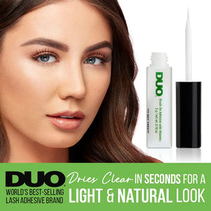 DUO Brush-On Strip Lash Adhesive with Vitamins A, C & E, Clear, Non-Irritating, Fast Drying Lash Glue, Easy to Use, Safe for Sensitive Eyes and Skin, 0.18 oz, 2-Packs 0.18 Ounce (Pack of 2) Clear (Peggable) Rieworkes