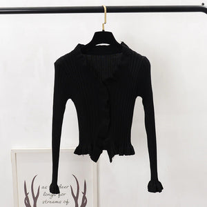 Women Ruffles Sweaters Cardigans Rieworkes