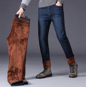 Warm Oversized Slim Straight Winter Fleece Pants for Men Mimarta