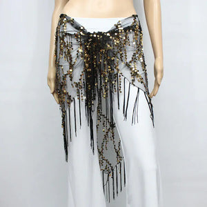 Belly Dance Sequins Triangular Waist Scarf for Performance Mimarta