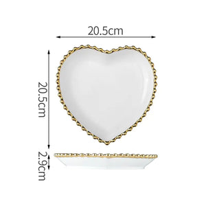 Nordic Gold Bead Ceramic Dinner Plates Rieworkes