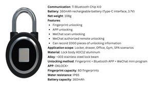 Smart Fingerprint Padlock for Home and Warehouse Use Mimarta
