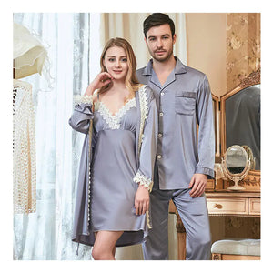 Lace Cami Robe for Women, Silk Couple Robe, Bridal Robe Mimarta