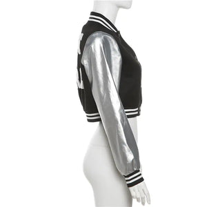 Metallic Cropped Varsity Jacket Rieworkes