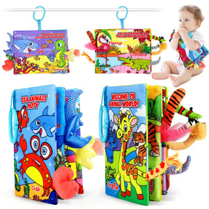 Vanmor Soft Baby Books for 0-18 Month Olds – 2PCS Crinkle Cloth Books with Forest & Ocean Themes Tummy Time Toys for Infants Sensory Books for Babies Ideal Christmas Mimarta