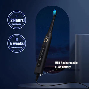 Seago Sonic Toothbrush Electric Toothbrush Cleaning Teeth 5 Modes with 8 Replaceable Brush Heads 2 Min Timer With Portable Box Rieworkes