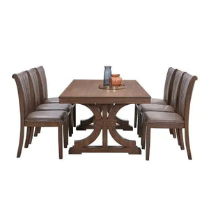 78.74 Rectangular Rubber Wood Dining Table For 6-8 With Wooden Trestle Pedestal Base,Mid Century Modern Kitchen Wooden Table Dinner Table For Dining Room, Living Room,OAK Rieworkes