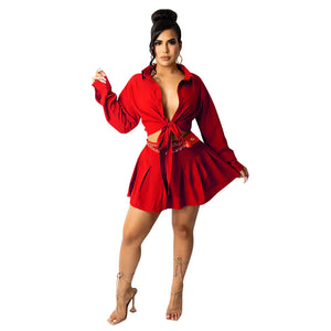 CM2153 Women's Fashion Cardigan and Pleated Skirt Set Mimarta