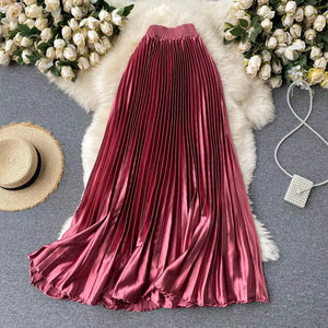 Trendy Light Luxury Pleated Mid-length Skirt Mimarta