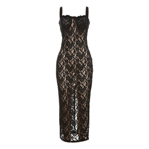 Lace Black Maxi Dress for Women - Sleeveless Bodycon Mimarta
