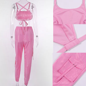 Women's Athletic Gym Set: Sleeveless Top & High-Waist Pants Mimarta