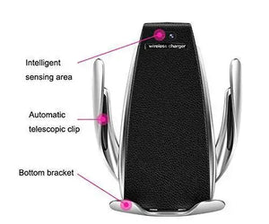 Wireless sensor car phone holder & charger. Rieworkes