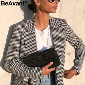 Elegant Plaid Women Blazer Rieworkes