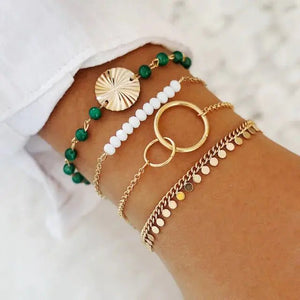 5 - piece Bohemian Shell Moon Charm Bracelet Set for Women - Rieworkes