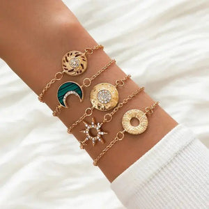 5 - piece Bohemian Shell Moon Charm Bracelet Set for Women - Rieworkes