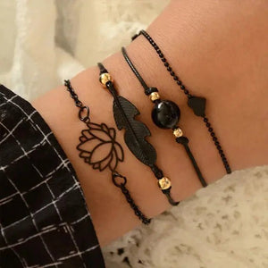 5 - piece Bohemian Shell Moon Charm Bracelet Set for Women - Rieworkes