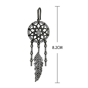 Silver Dreamcatcher Earrings with Lion & Feather Design Mimarta