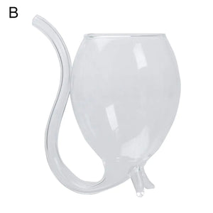 Creative Transparent Glass Vampire Wine Cup with Straw Mimarta