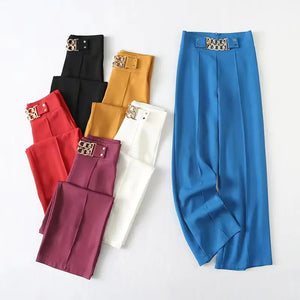Elegant High-Waist Stretchy Wide-Leg Pants for Women Mimarta