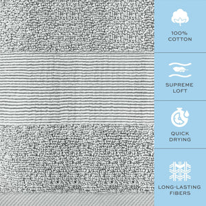 6 Pcs Resort Collection Soft Hand Towels 16x27 in Luxury Plush Cotton Light Gray - Rieworkes