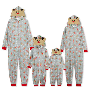 Fashionable Hooded Christmas Print Jumpsuit Mimarta