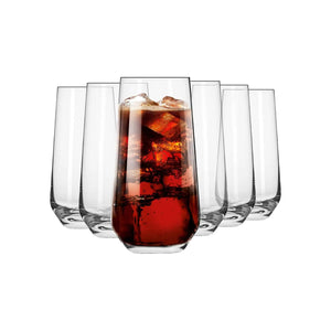 Krosno Tall Water Juice Drinking Glasses Set of 6 16.2 oz Splendour Collection Highball & Tumbler Crystal Glass Dishwasher Safe Made in Europe Mimarta
