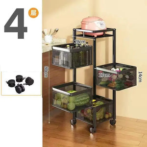 Stackable Metal Rotating Basket Rack with Wheels Mimarta