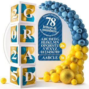 Happy Place Product Balloon Box Decorations 4 White Boxes with Big Letters for Baby Custom Name or Grad custom birthday decor Gender Reveal Decorative Blocks Baby Shower - Large Balloon Boxes Mimarta