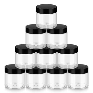 Household 2oz Plastic Jars with Lids 10 Pack BPA Free Reusable Refillable Transparent Cosmetic Containers for Bath Salts Cosmetics Powders Beauty Product and Small Accessories Mimarta