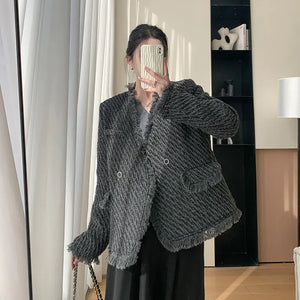 Women's Tassel Wool Coat Set for Winter Mimarta