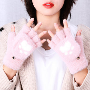 Winter Cat Claw Knit Gloves Mimarta
